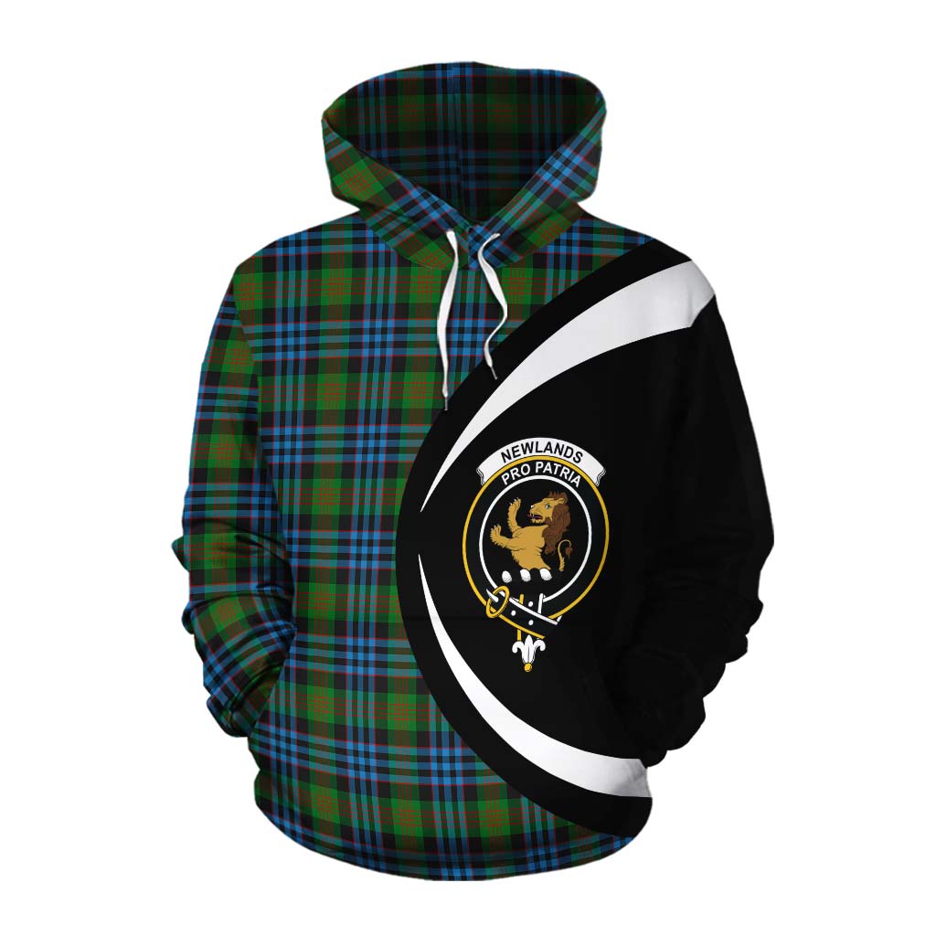 Tartan Vibes Clothing Newlands Tartan Cotton Hoodie with Family Crest Circle Style