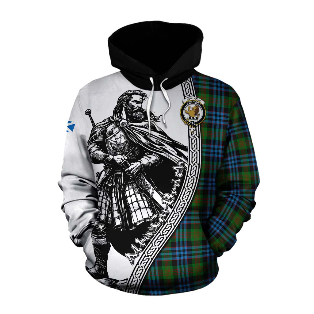 Tartan Vibes Clothing Newlands Tartan Clan Crest Cotton Hoodie with Highlander Warrior Celtic Style