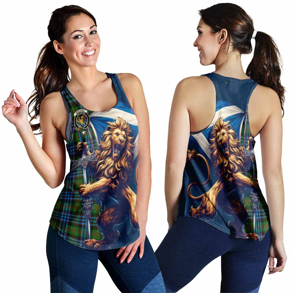 Tartan Vibes Clothing Newlands Tartan Family Crest Women's Racerback Tanks with Scottish Majestic Lion