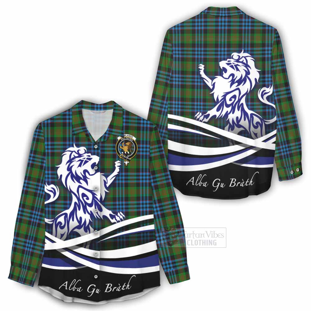 Tartan Vibes Clothing Newlands Tartan Women's Casual Shirt with Alba Gu Brath Regal Lion Emblem