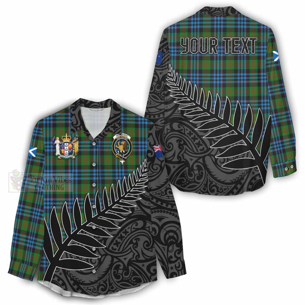 Tartan Vibes Clothing Newlands Crest Tartan Women's Casual Shirt with New Zealand Silver Fern Half Style