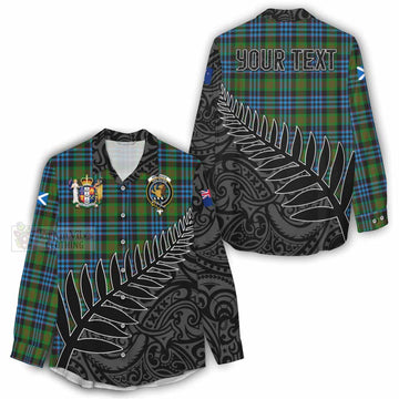 Newlands Crest Tartan Women's Casual Shirt with New Zealand Silver Fern Half Style