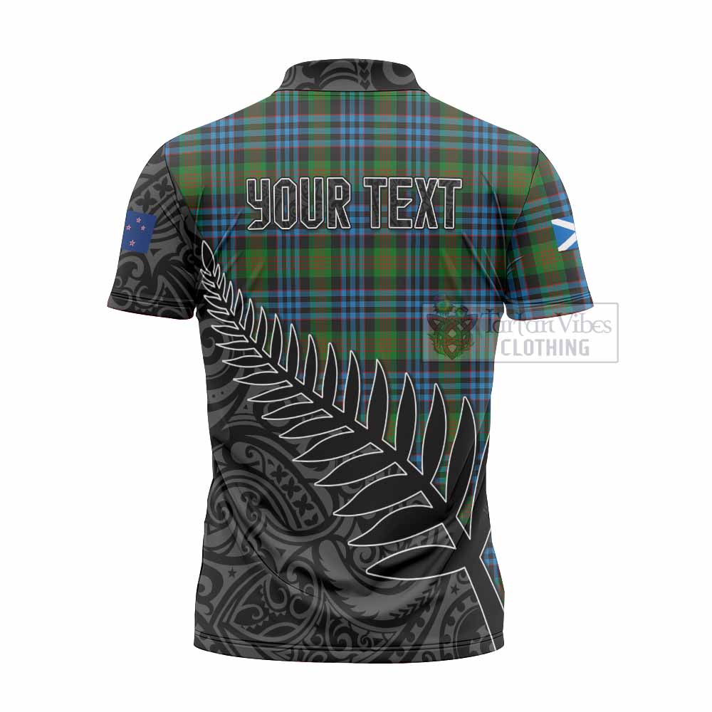 Tartan Vibes Clothing Newlands Crest Tartan Zipper Polo Shirt with New Zealand Silver Fern Half Style