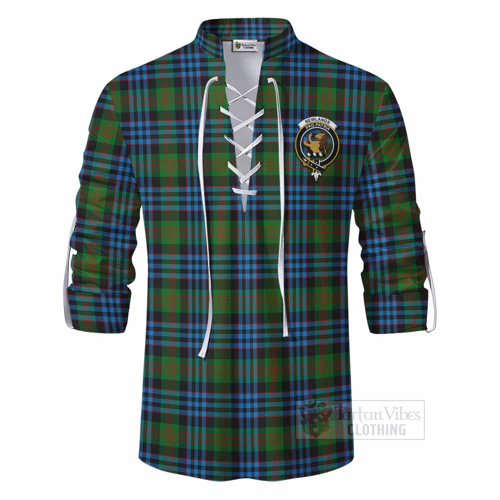 Tartan Vibes Clothing Newlands Tartan Ghillie Kilt Shirt with Family Crest DNA In Me Style