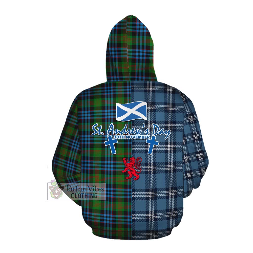 Tartan Vibes Clothing Newlands Tartan Cotton Hoodie Happy St. Andrew's Day Half Tartan Style