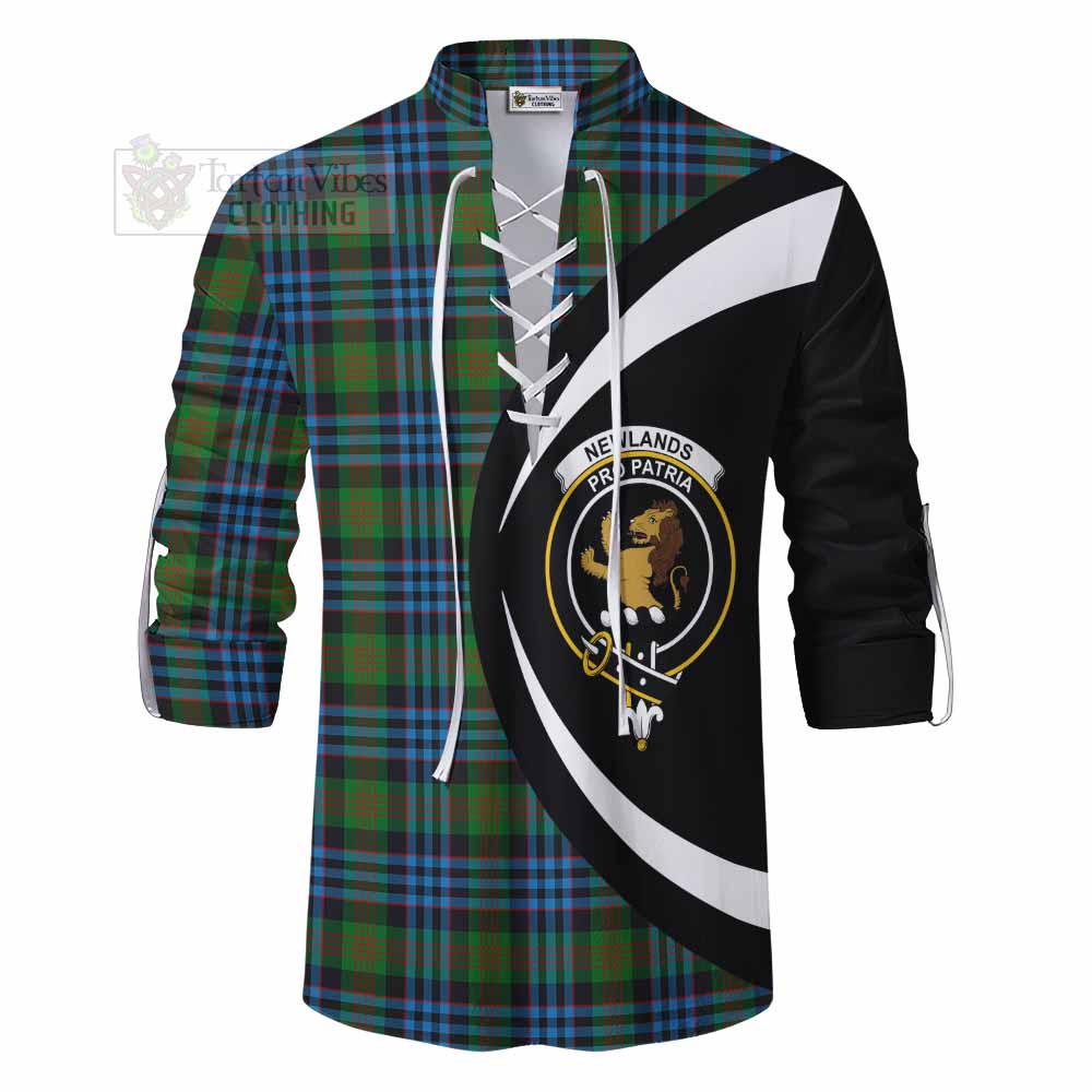 Tartan Vibes Clothing Newlands Tartan Ghillie Kilt Shirt with Family Crest Circle Style