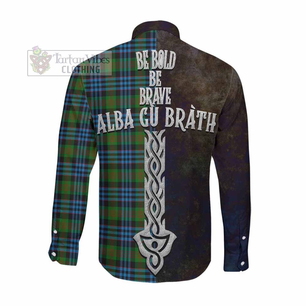 Newlands Tartan Family Crest Long Sleeve Button Shirt Alba Gu Brath Be Brave Lion Ancient Style Men's Shirt - Tartan Vibes Clothing