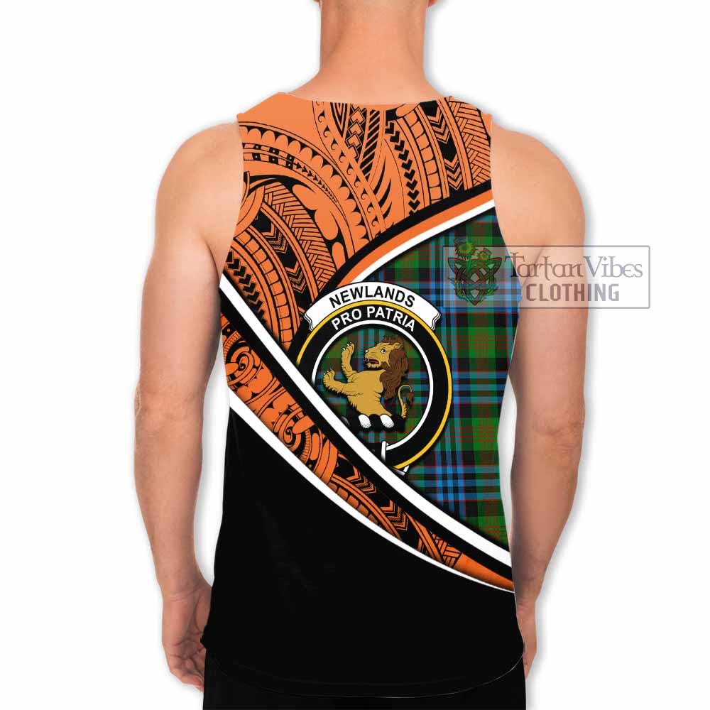 Tartan Vibes Clothing Newlands Crest Tartan Men's Tank Top with Maori Tattoo Style - Orange Version