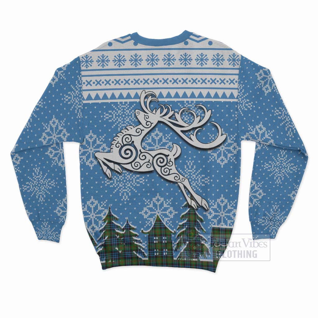 Newlands Clan Christmas Sweatshirt Celtic Reindeer Style - Tartan Vibes Clothing