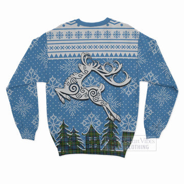 Newlands Clan Christmas Sweatshirt Celtic Reindeer Style