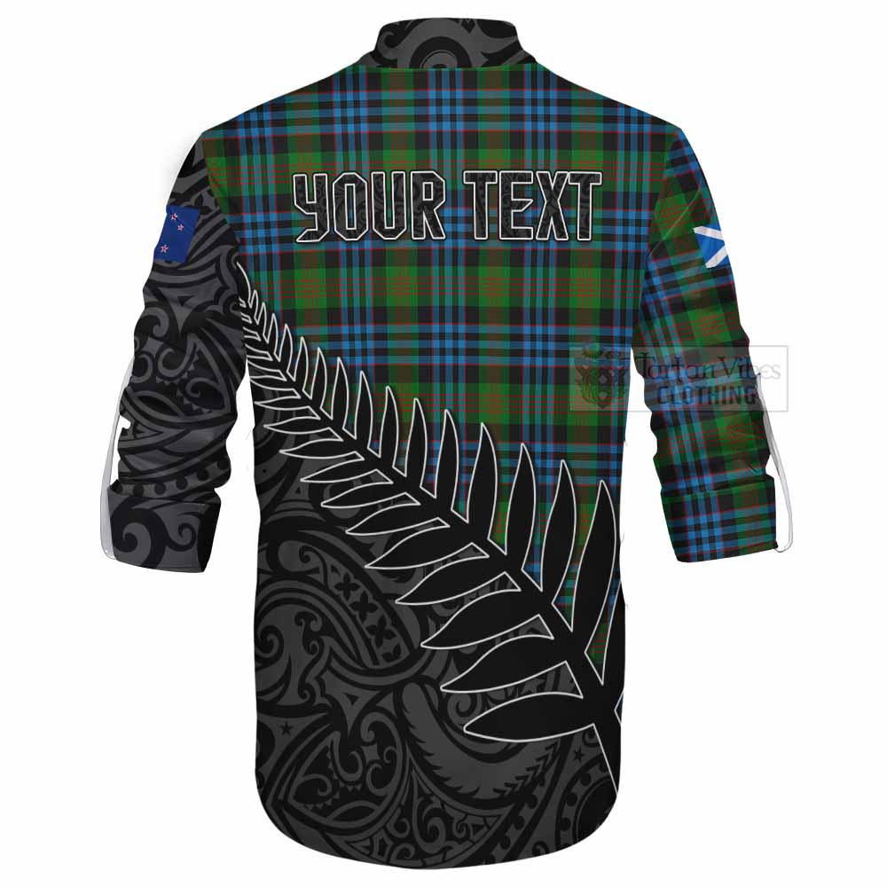 Tartan Vibes Clothing Newlands Crest Tartan Ghillie Kilt Shirt with New Zealand Silver Fern Half Style