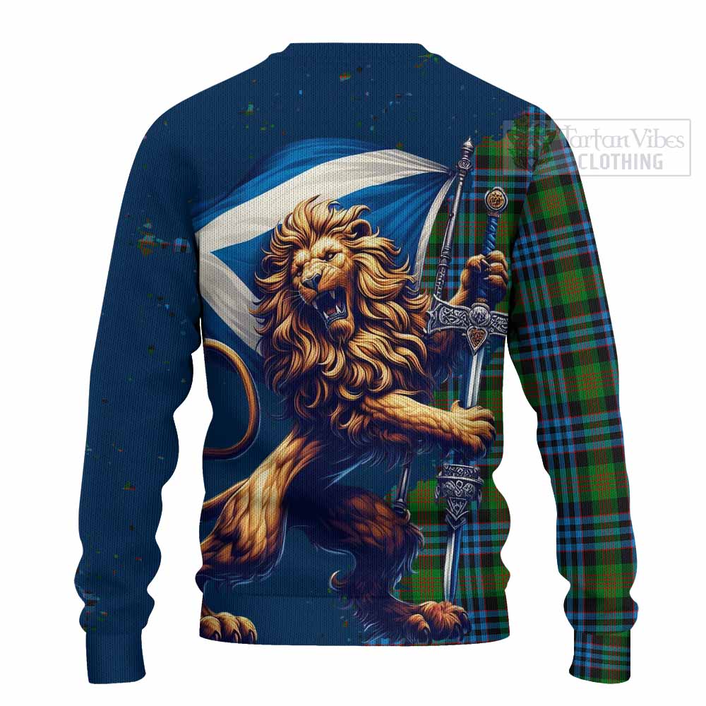 Tartan Vibes Clothing Newlands Tartan Family Crest Knitted Sweater with Scottish Majestic Lion