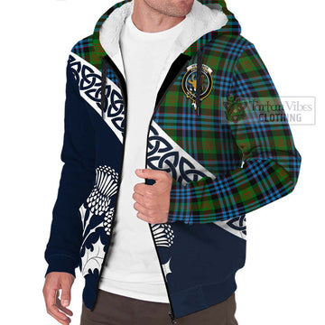 Newlands Tartan Sherpa Hoodie Featuring Thistle and Scotland Map