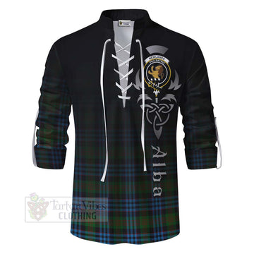 Newlands Tartan Ghillie Kilt Shirt Featuring Alba Gu Brath Family Crest Celtic Inspired