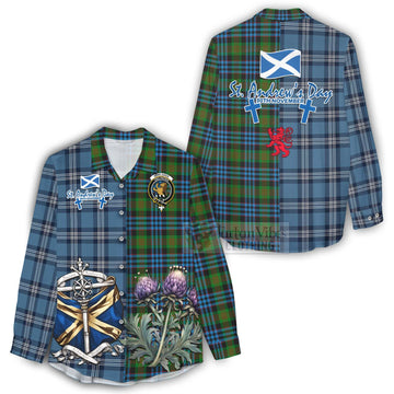 Newlands Tartan Women's Casual Shirt Happy St. Andrew's Day Half Tartan Style