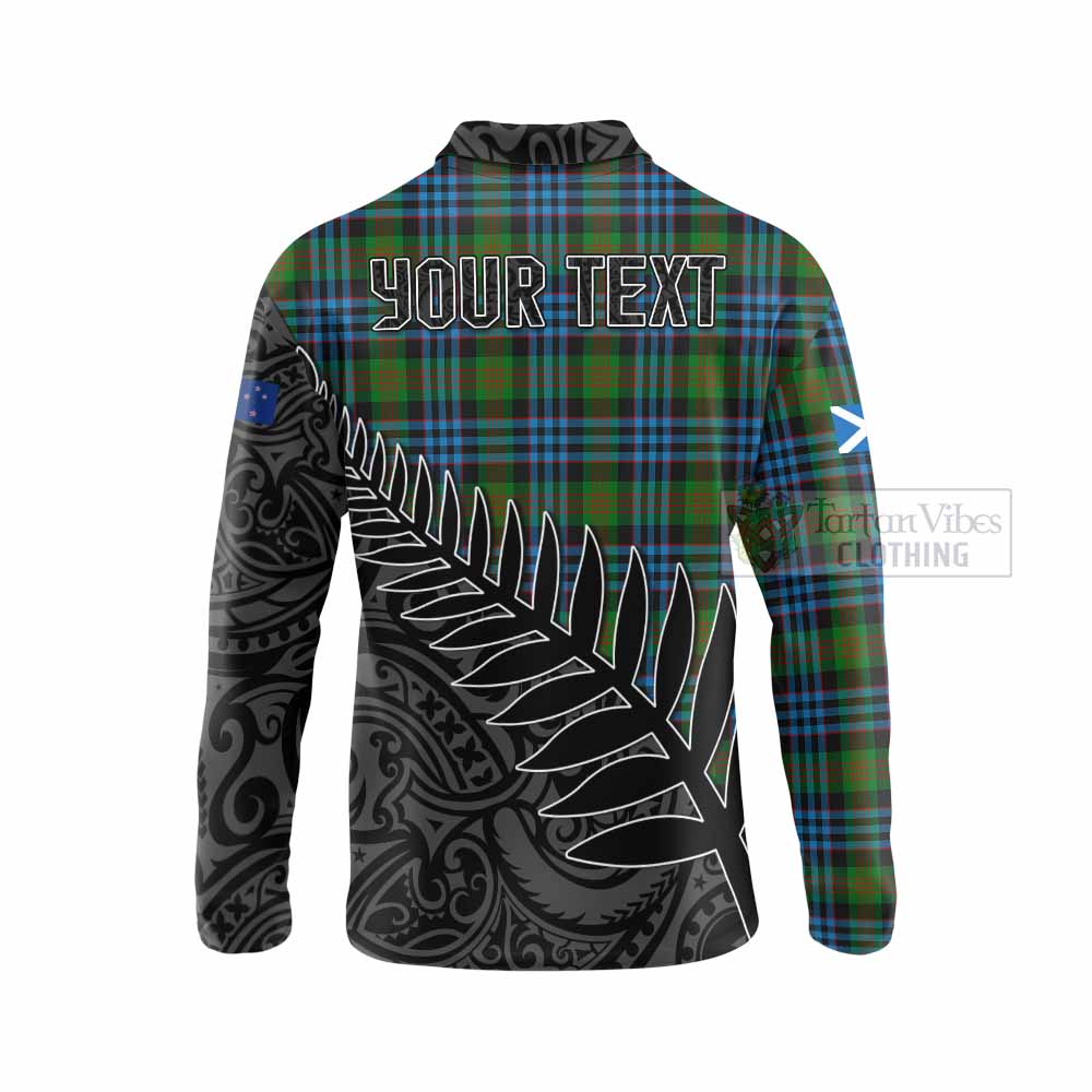 Tartan Vibes Clothing Newlands Crest Tartan Long Sleeve Polo Shirt with New Zealand Silver Fern Half Style