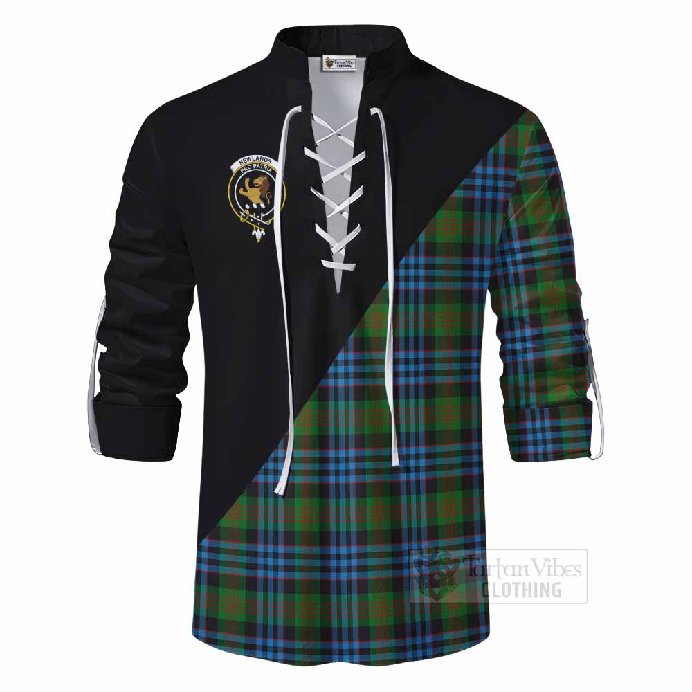 Tartan Vibes Clothing Newlands Tartan Ghillie Kilt Shirt with Family Crest and Military Logo Style