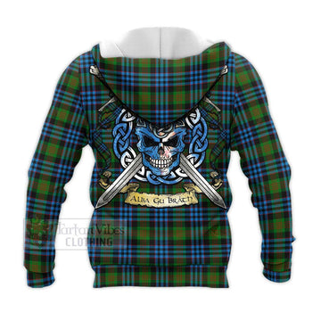 Newlands Tartan Knitted Hoodie with Family Crest Celtic Skull Style