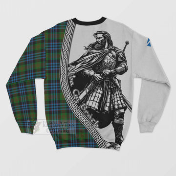 Newlands Tartan Clan Crest Sweatshirt with Highlander Warrior Celtic Style