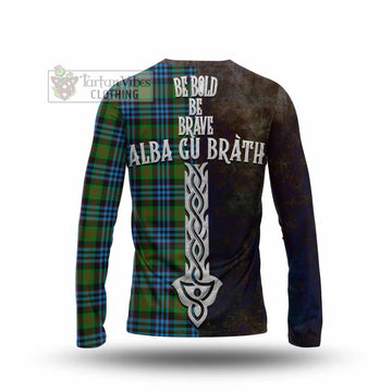 Newlands Tartan Family Crest Long Sleeve T-Shirt Alba Gu Brath Be Brave Lion Ancient Style - Tartan Vibes Clothing
