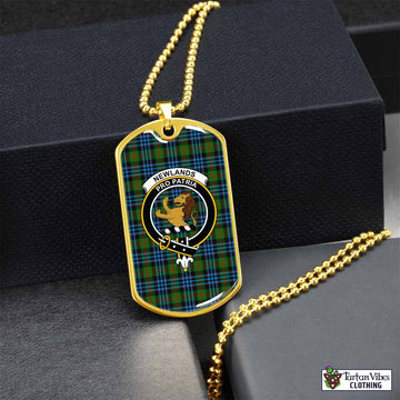 Newlands Tartan Dog Tag Necklace with Family Crest