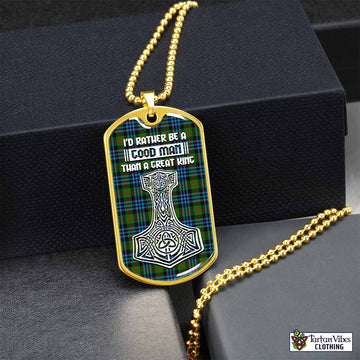 Newlands Tartan Dog Tag Necklace Viking Mjolnir Style