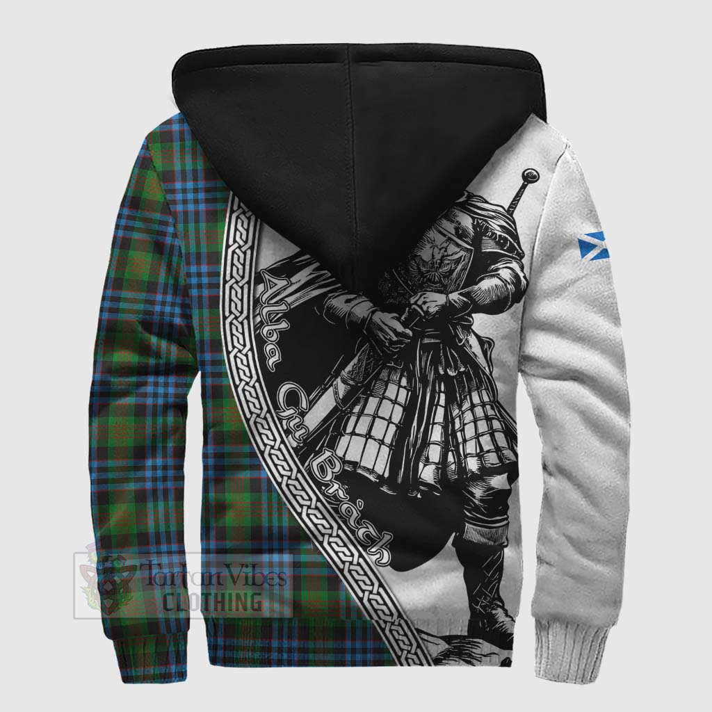 Tartan Vibes Clothing Newlands Tartan Clan Crest Sherpa Hoodie with Highlander Warrior Celtic Style