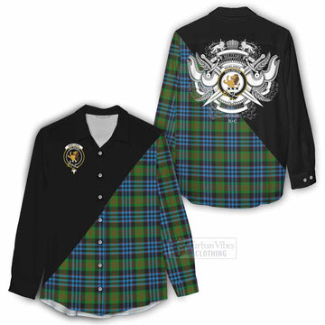 Newlands Tartan Women's Casual Shirt with Family Crest and Military Logo Style