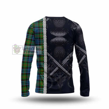 Newlands Tartan Long Sleeve T-Shirt with Family Crest Cross Sword Thistle Celtic Vibes - Tartan Vibes Clothing