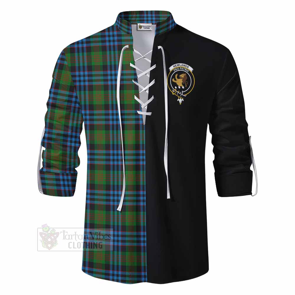 Tartan Vibes Clothing Newlands Tartan Ghillie Kilt Shirt with Family Crest and Half Of Me Style