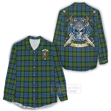 Newlands Tartan Women's Casual Shirt with Family Crest Celtic Skull Style