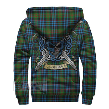 Newlands Tartan Sherpa Hoodie with Family Crest Celtic Skull Style