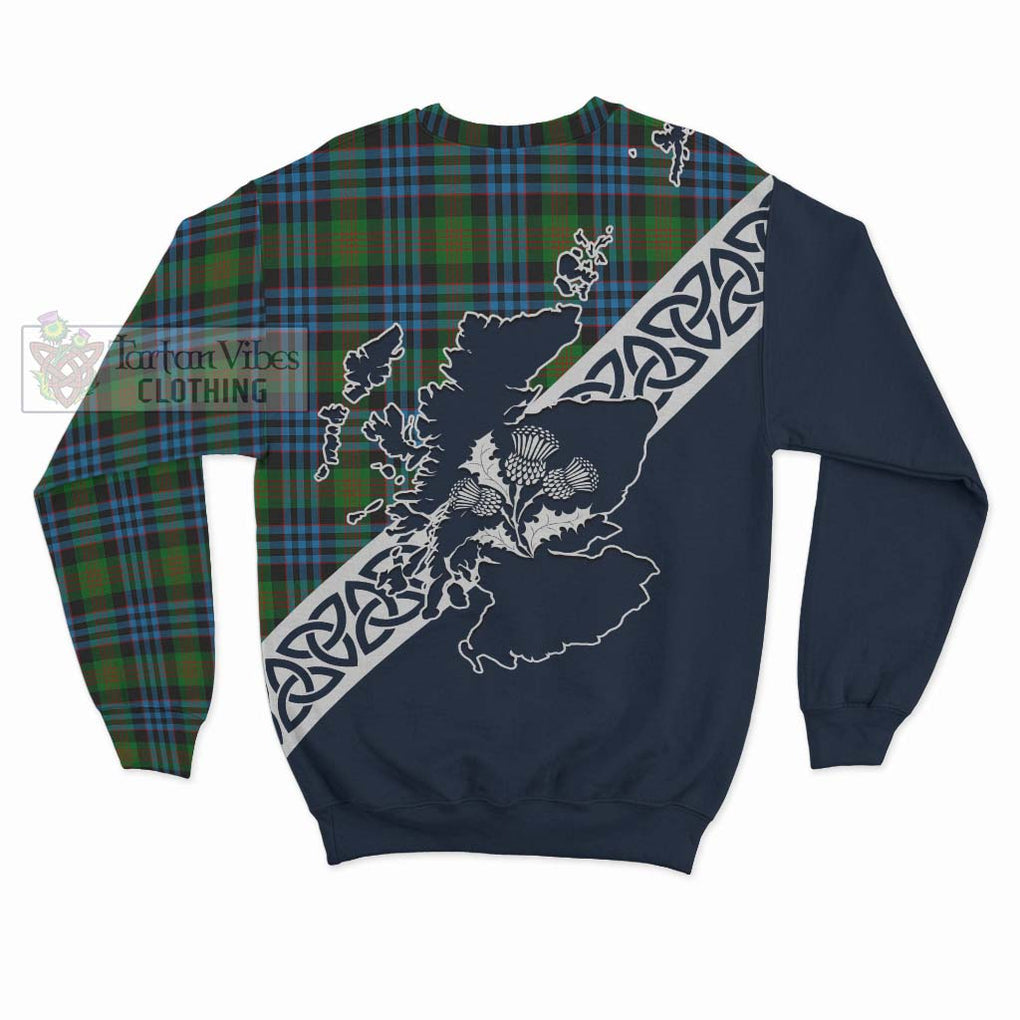 Tartan Vibes Clothing Newlands Tartan Sweatshirt Featuring Thistle and Scotland Map