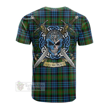 Newlands Tartan Cotton T-shirt with Family Crest Celtic Skull Style Men's Shirt - Tartan Vibes Clothing