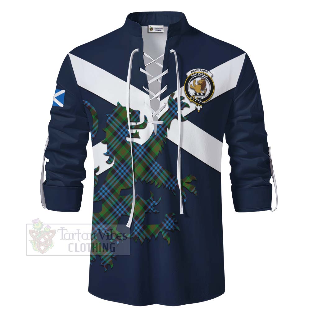 Tartan Vibes Clothing Newlands Tartan Lion Rampant Ghillie Kilt Shirt Proudly Display Your Heritage with Alba Gu Brath and Clan Name