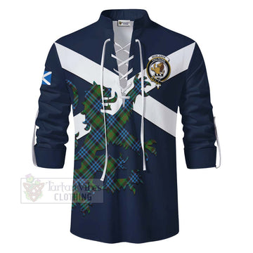 Newlands Tartan Lion Rampant Ghillie Kilt Shirt Proudly Display Your Heritage with Alba Gu Brath and Clan Name