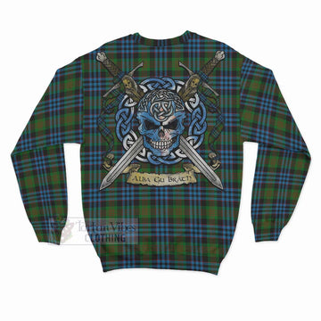 Newlands Tartan Sweatshirt with Family Crest Celtic Skull Style