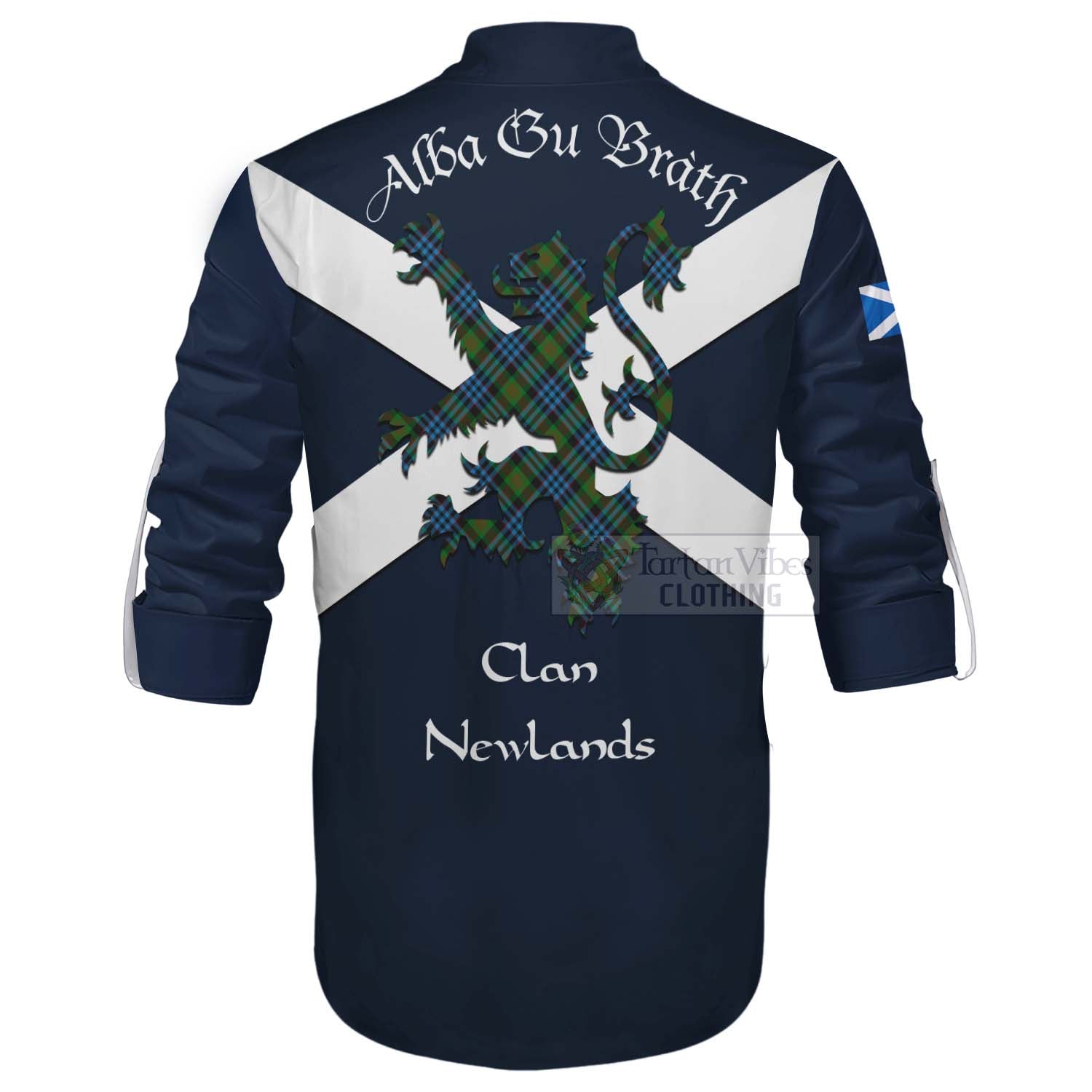 Tartan Vibes Clothing Newlands Tartan Lion Rampant Ghillie Kilt Shirt Proudly Display Your Heritage with Alba Gu Brath and Clan Name