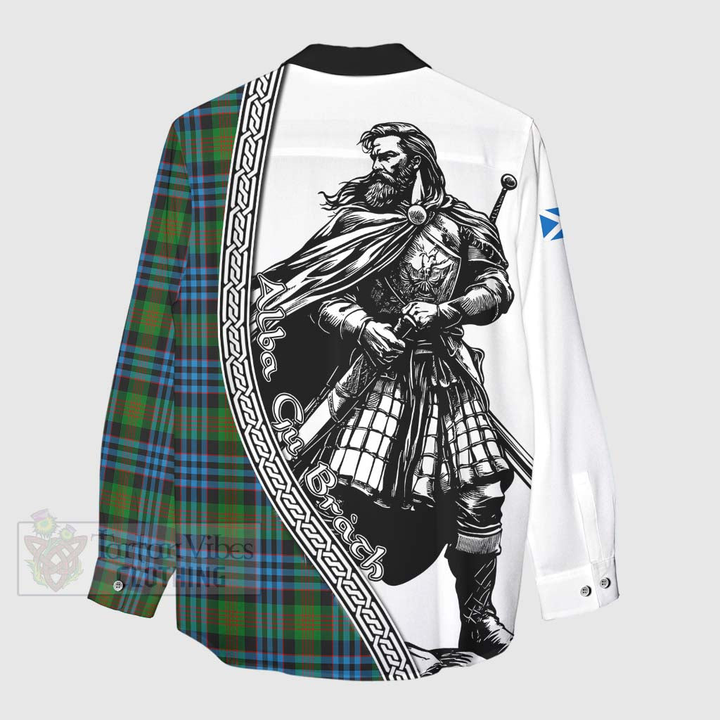 Tartan Vibes Clothing Newlands Tartan Clan Crest Women's Casual Shirt with Highlander Warrior Celtic Style