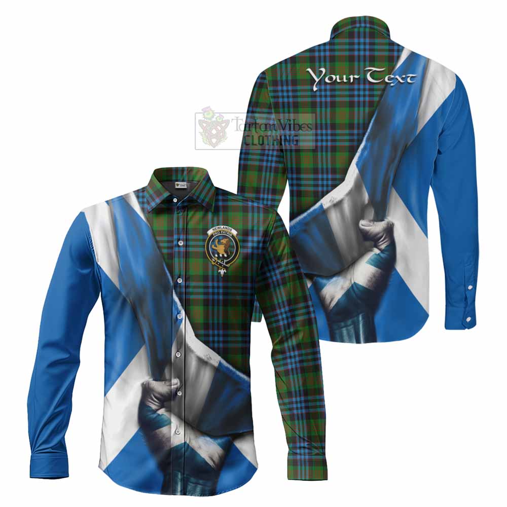 Tartan Vibes Clothing Newlands Tartan Long Sleeve Button Shirt with Family Crest Scotland Patriotic Style