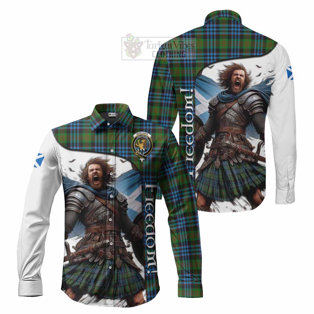 Tartan Vibes Clothing Newlands Crest Tartan Long Sleeve Button Shirt Inspired by the Freedom of Scottish Warrior