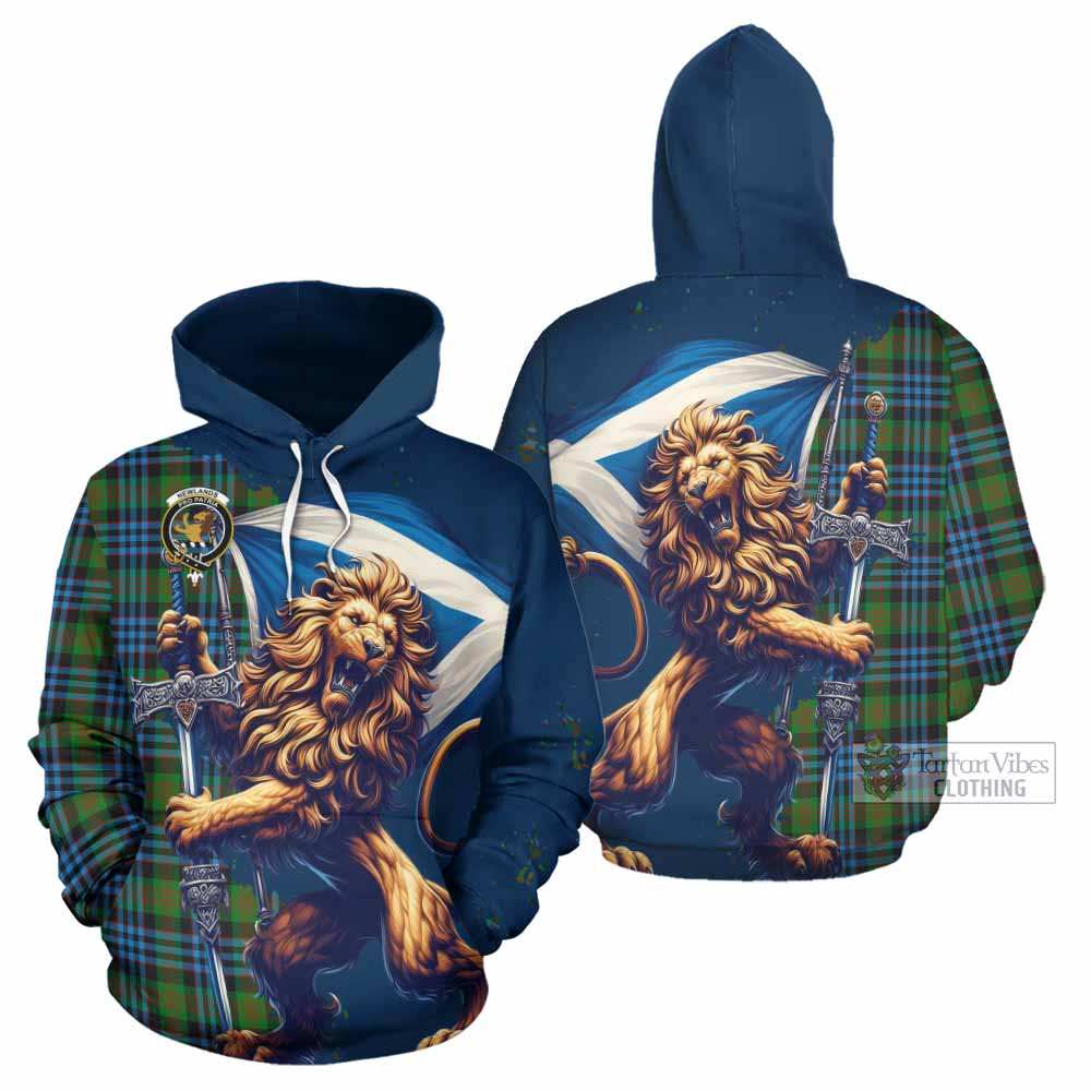 Newlands Tartan Family Crest Hoodie with Scottish Majestic Lion