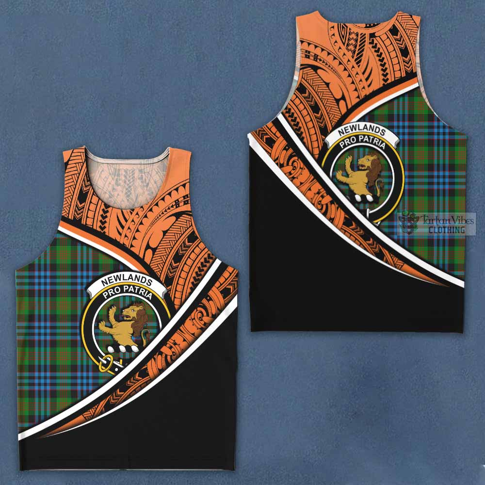 Tartan Vibes Clothing Newlands Crest Tartan Men's Tank Top with Maori Tattoo Style - Orange Version