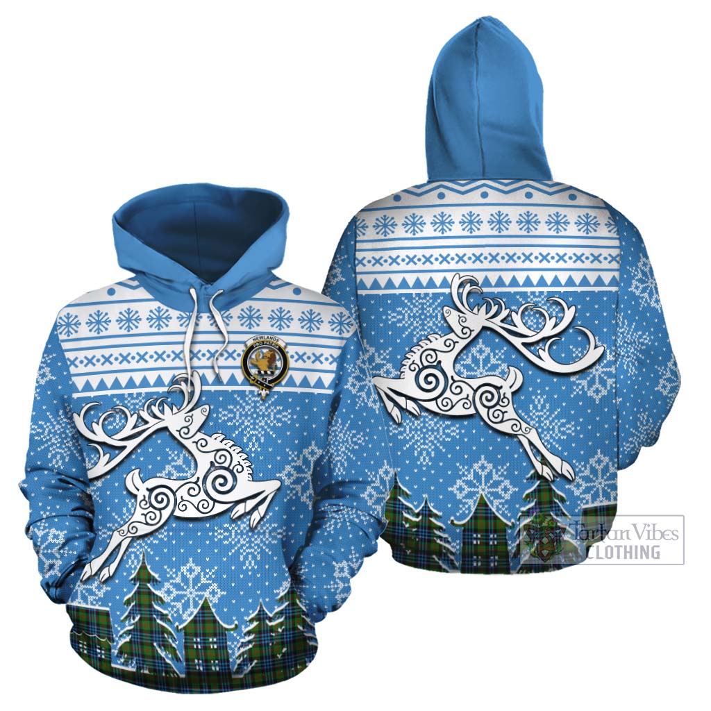 Tartan Vibes Clothing Newlands Clan Christmas Cotton Hoodie Celtic Reindeer Style