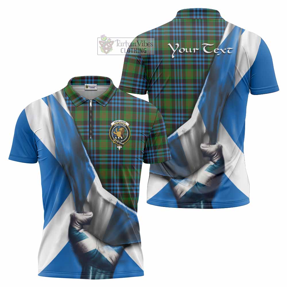 Tartan Vibes Clothing Newlands Tartan Zipper Polo Shirt with Family Crest Scotland Patriotic Style