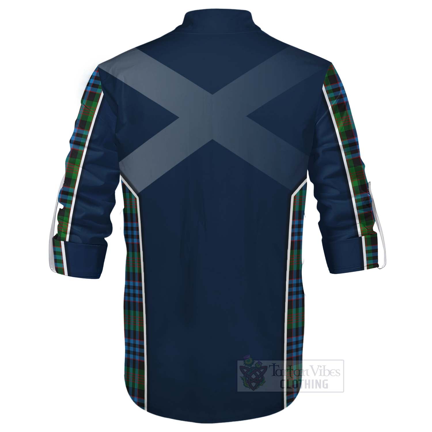 Tartan Vibes Clothing Newlands Tartan Ghillie Kilt Shirt with Family Crest and Scottish Thistle Vibes Sport Style