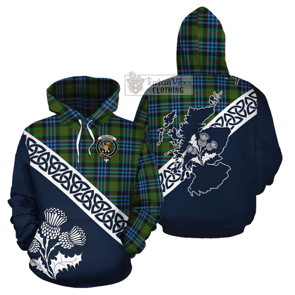 Tartan Vibes Clothing Newlands Tartan Cotton Hoodie Featuring Thistle and Scotland Map