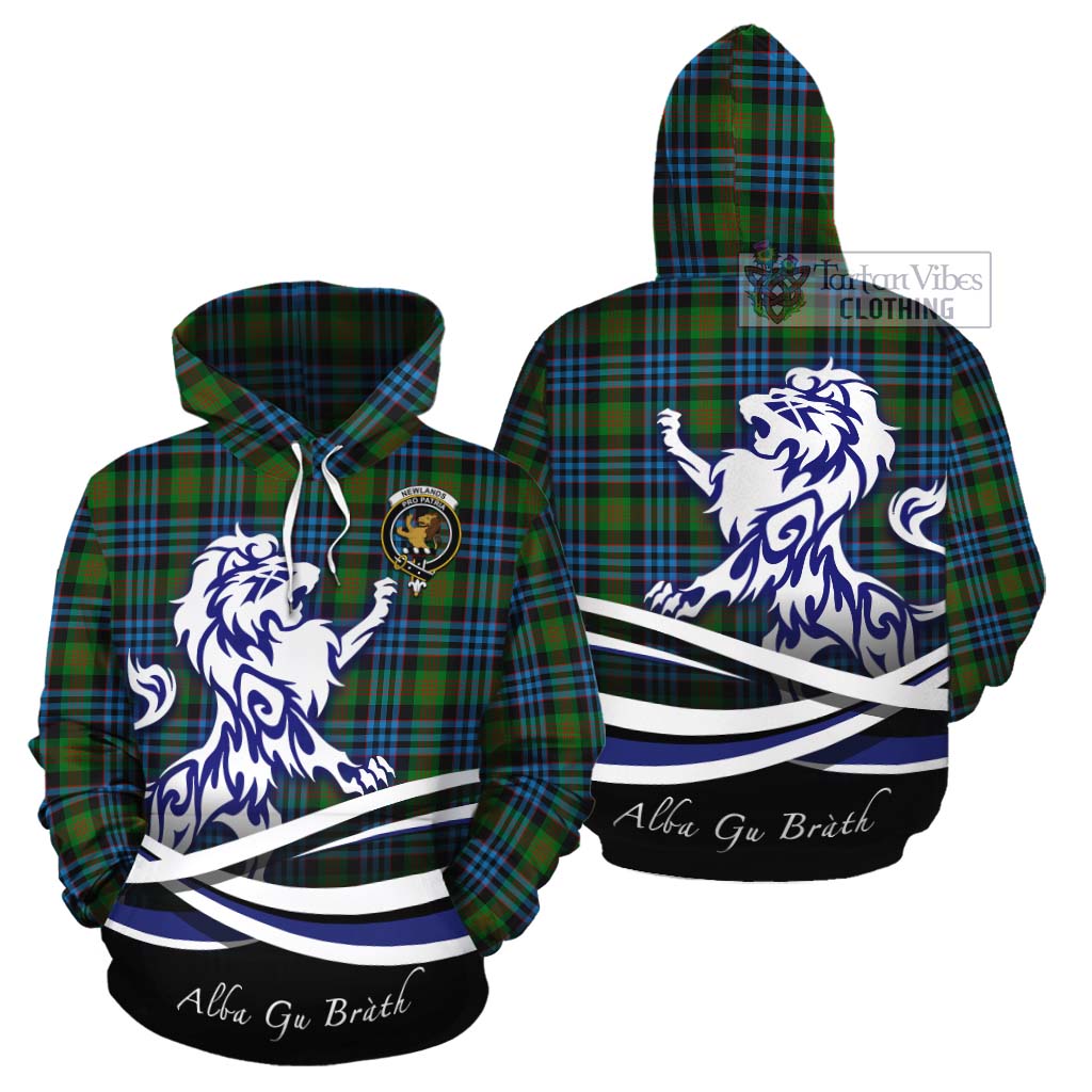 Tartan Vibes Clothing Newlands Tartan Cotton Hoodie with Alba Gu Brath Regal Lion Emblem