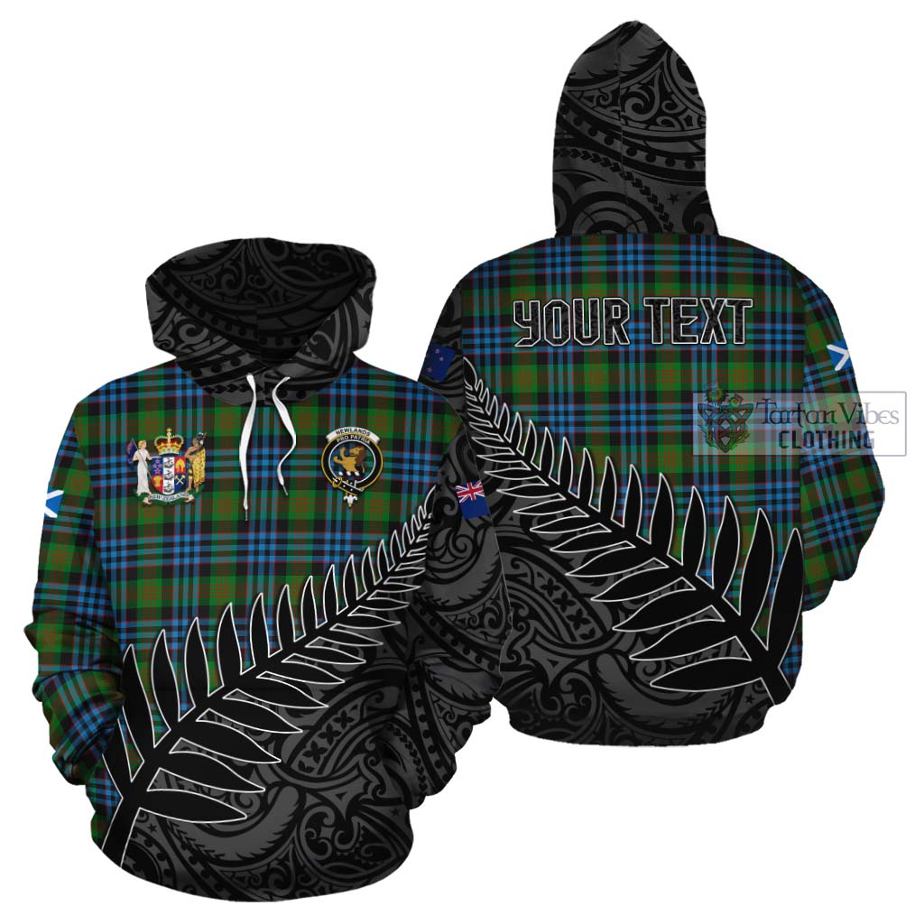 Tartan Vibes Clothing Newlands Crest Tartan Cotton Hoodie with New Zealand Silver Fern Half Style