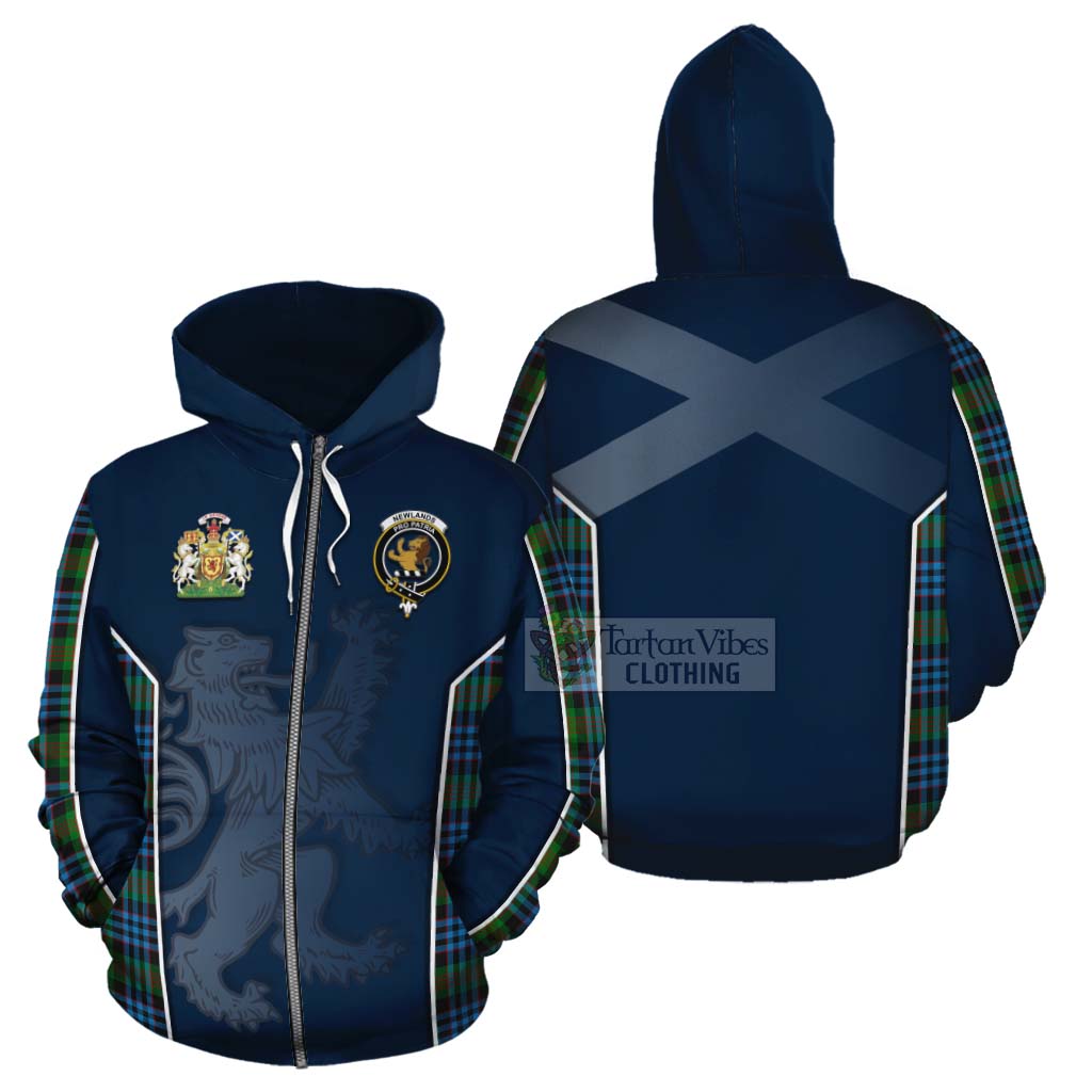 Tartan Vibes Clothing Newlands Tartan Cotton Hoodie with Family Crest and Lion Rampant Vibes Sport Style